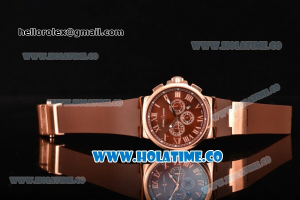 Ulysse Nardin Marine Chrono Asia Automatic Rose Gold Case with Roman Numeral Markers and Brown Dial - Click Image to Close